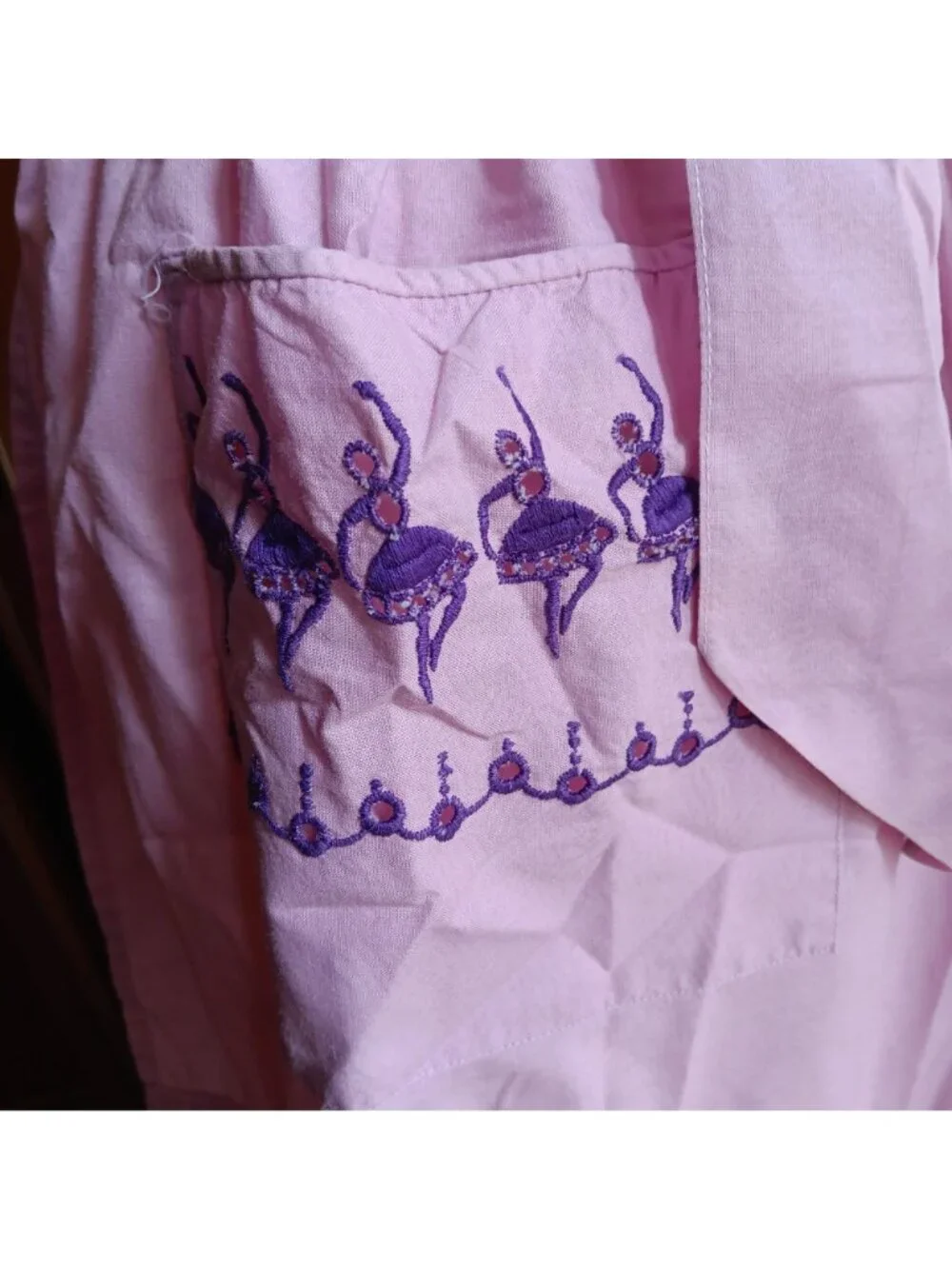 True Vintage 1950's Kitchen Apron Purple Ballerina Embroidery Neat N Tidy Trad